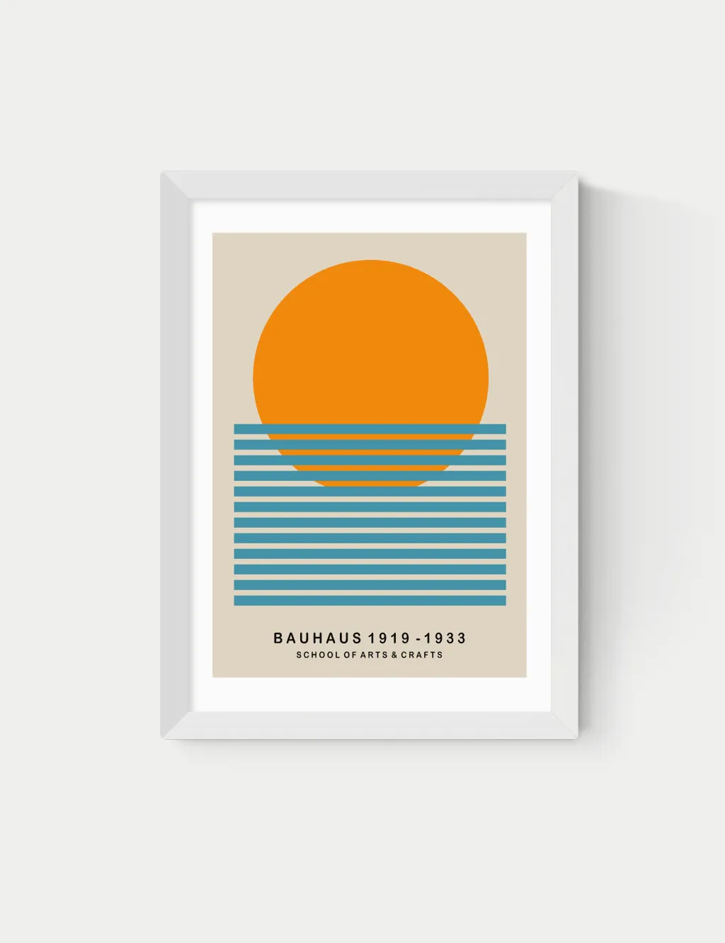 East End Prints Mid Century Sun Bauhaus Framed Art White