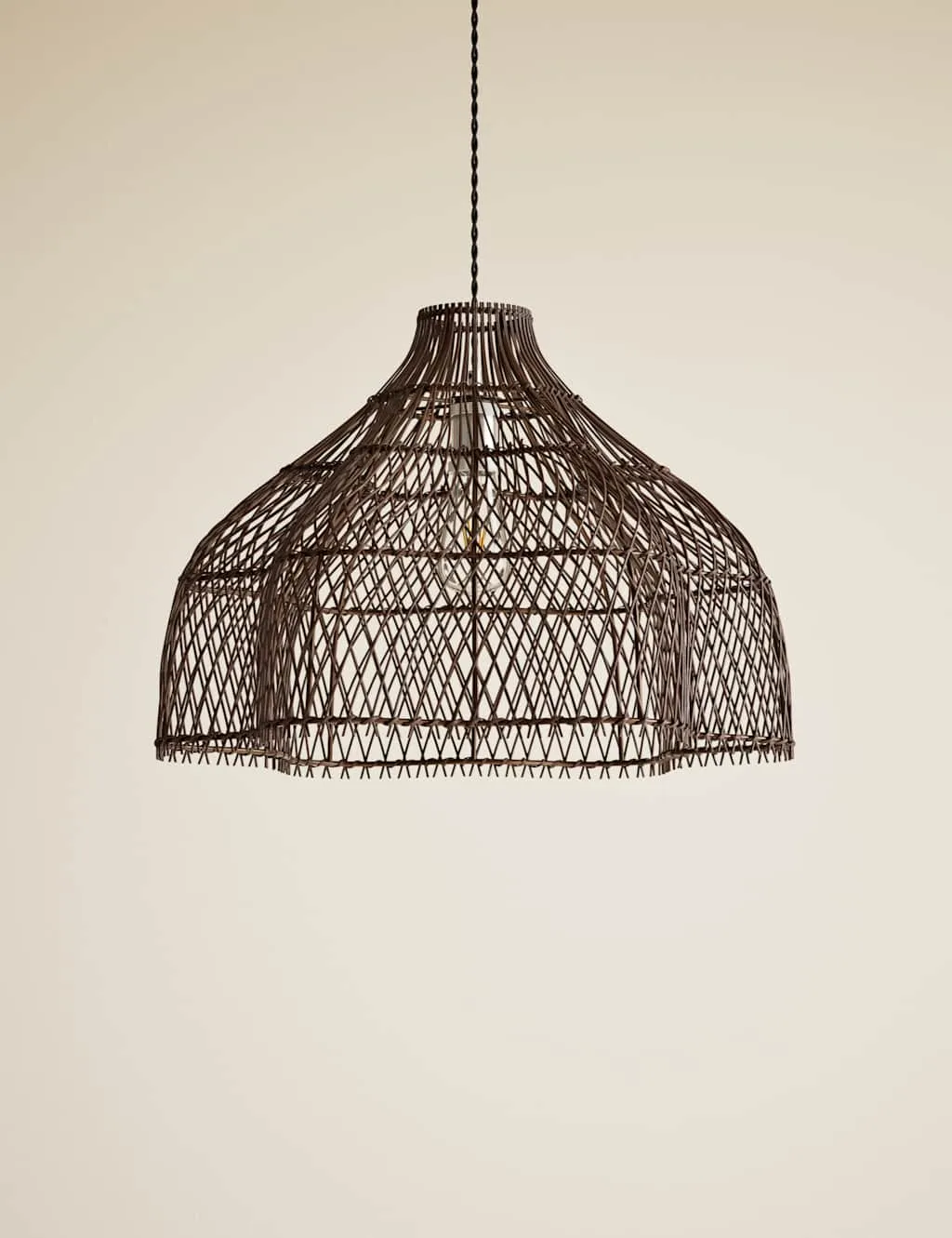 M&S Open Weave Squiggle Ceiling Lamp Shade Dark Brown