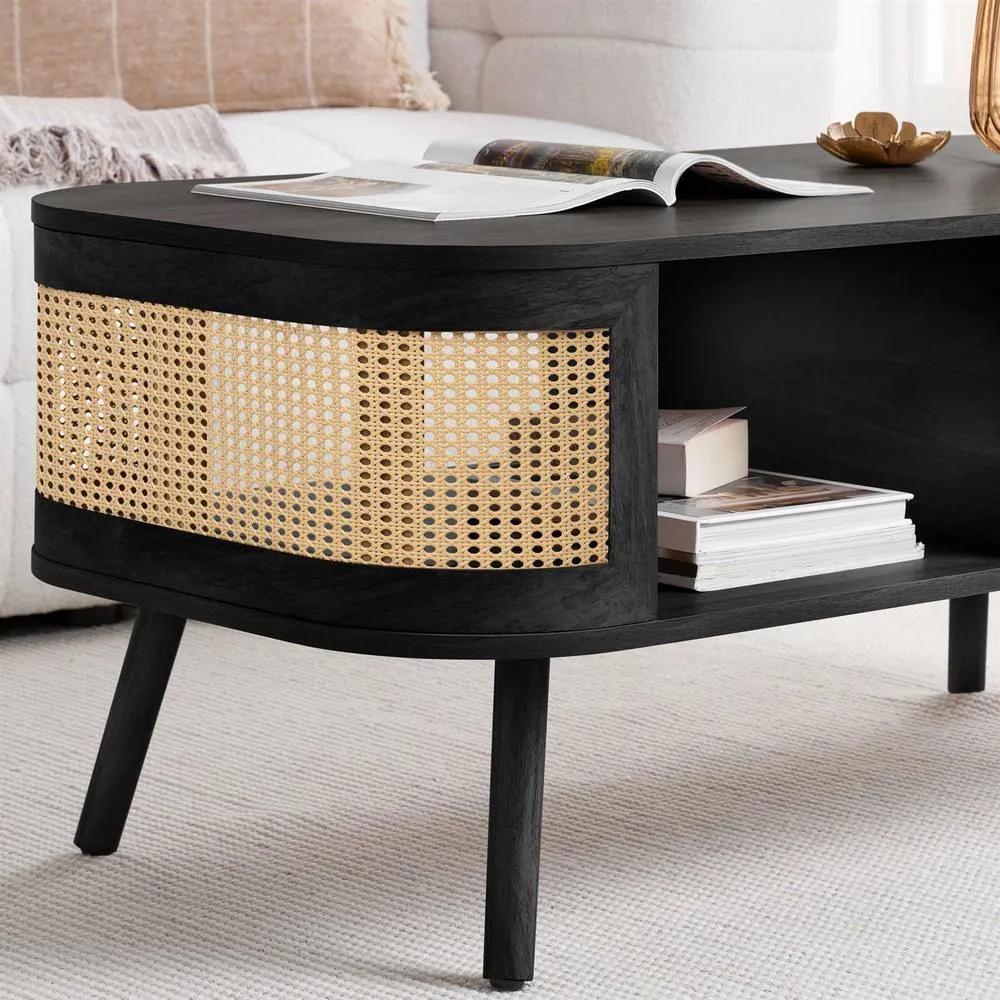 Birlea Rattan Coffee Table with Storage Curved Sark in Black 3