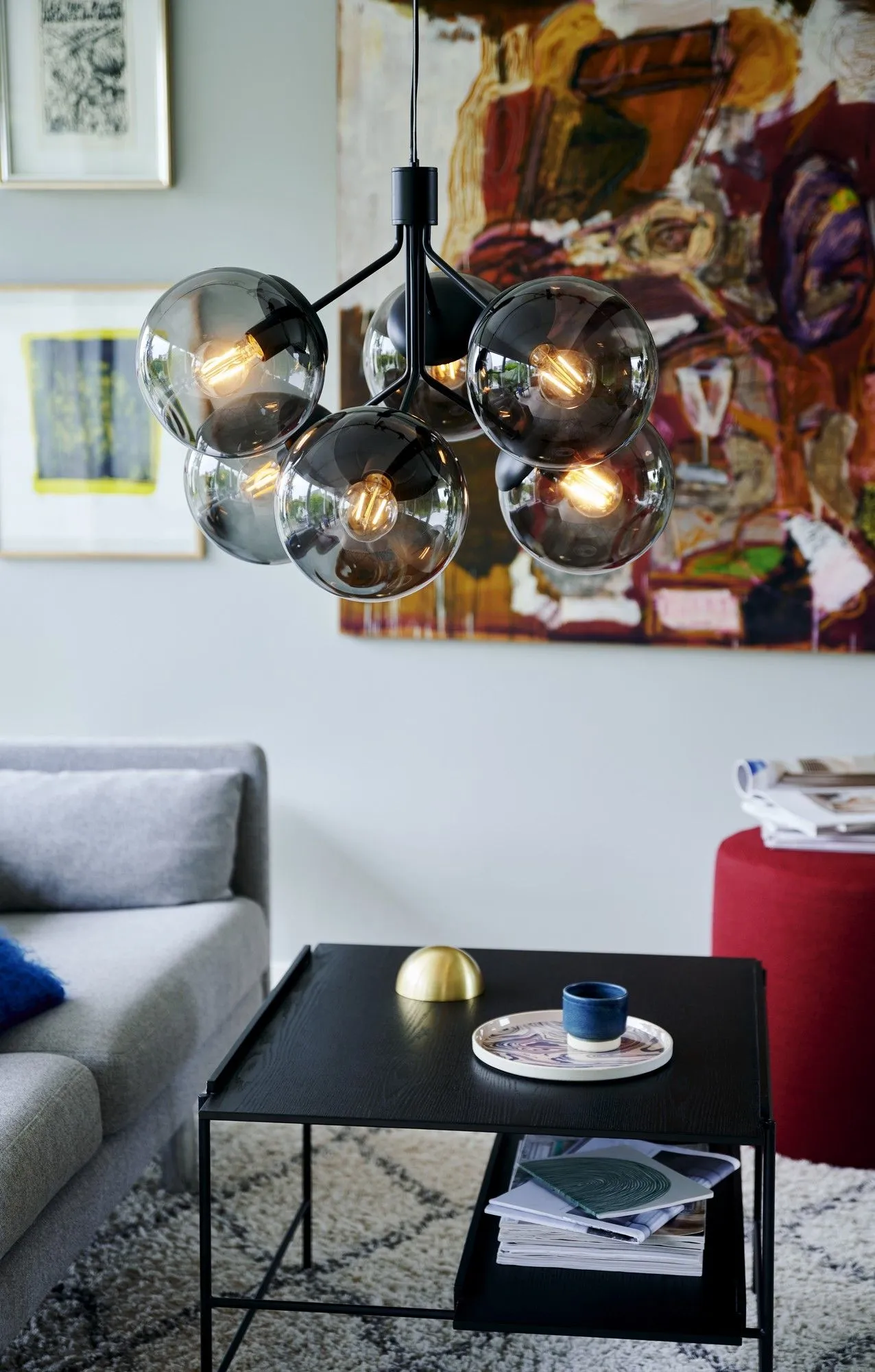Nordlux Ivona Pendant Light Black Glass Dining Room E27 Mains 4