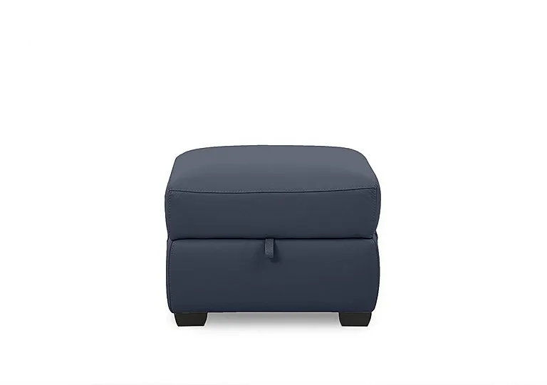 Chill Leather Storage Footstool - BV Ocean Blue
