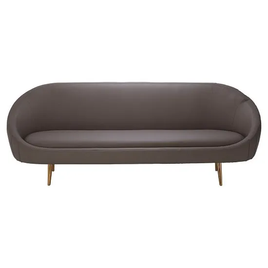 Seginus Three Seater Faux Leather Sofa In Brown Finish