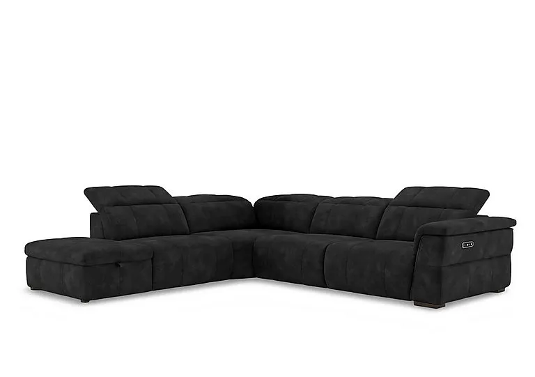 Inca Fabric Power Recliner Left Hand Facing Corner Sofa with Power Headrests and Storage Chaise End - Manhattan Indigo - Sofas and Armchairs - In Time for Christmas