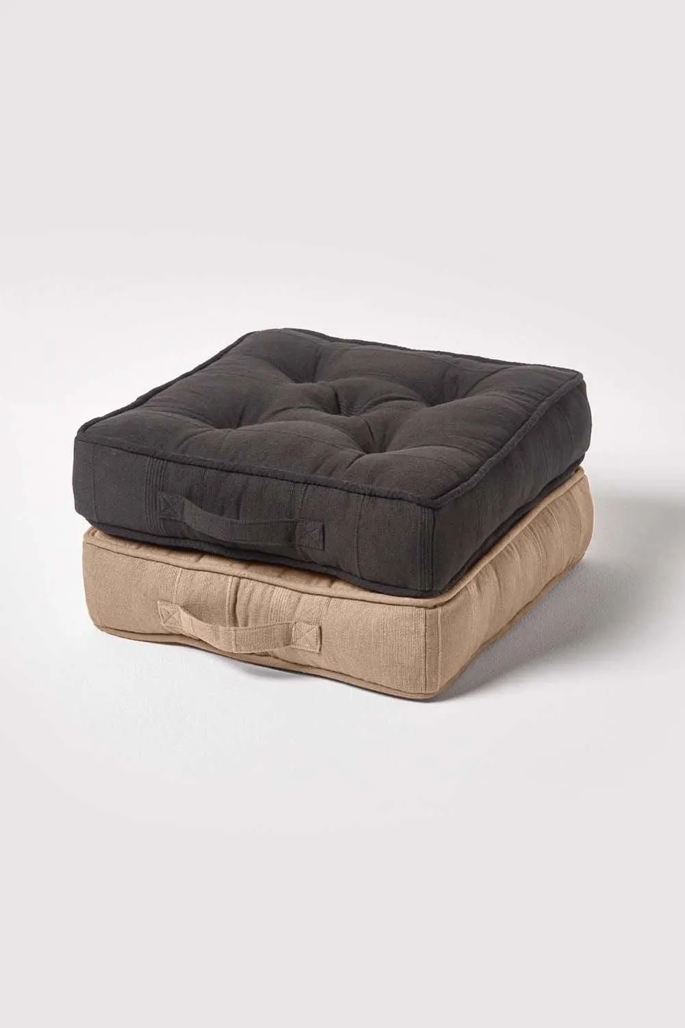 Homescapes Rajput Ribbed Cotton Floor Cushion in Beige 6