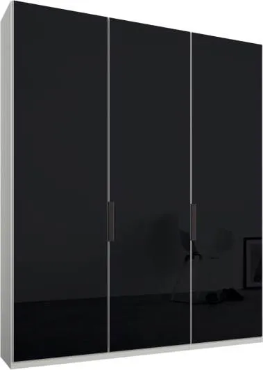 Caren 3 door 150cm Hinged Wardrobe, White Frame, Basalt Grey Glass Doors