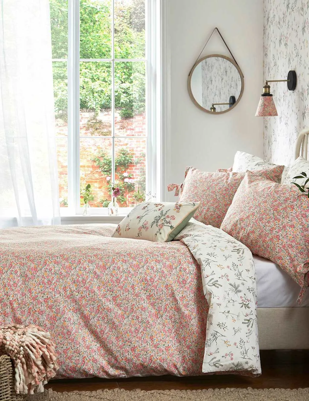 Laura Ashley Pure Cotton Loveston Floral Bedding Set Pink Mix
