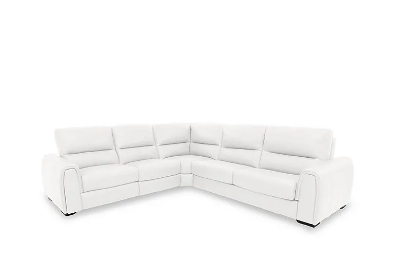 Flex Leather Large Left Hand Facing Corner Sofa Bed with Power Recliner and Storage Arms - BV Star White