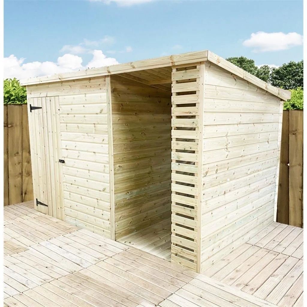 Marlborough 12 x 8 Pressure Treated Pent Shed With Storage Area in Natural 2