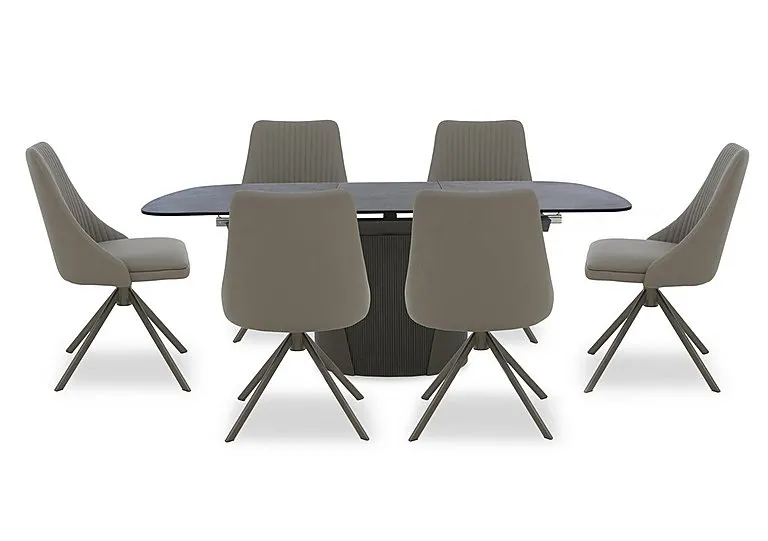 Icon Bronze Extending Dining Table and 6 Icon Chairs with Bronze Legs - 160-cm