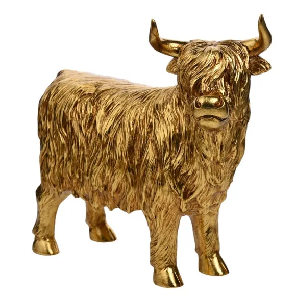 Hestia Gold Highland Cow Ornament 2