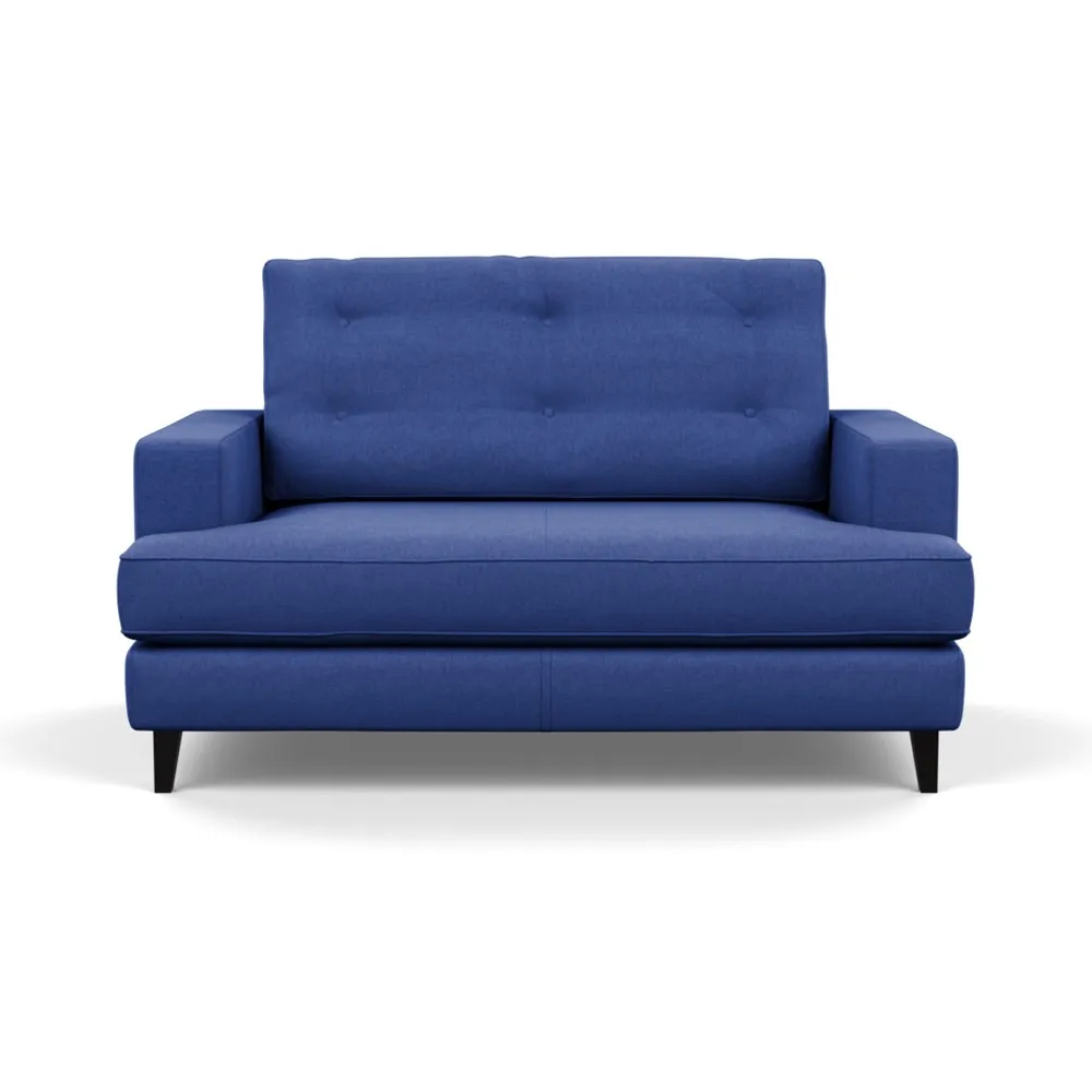 Heal's Mistral Loveseat Brushed Cotton Cobalt Black Feet