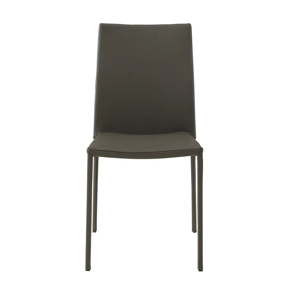 Ligne Roset Slim Dining Chair Grey Leather 2