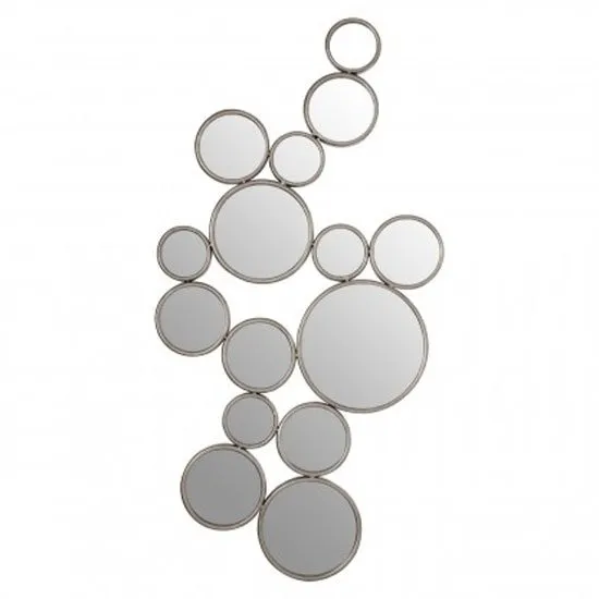 Zaria Large Multi Circle Wall Bedroom Mirror In Silver Frame