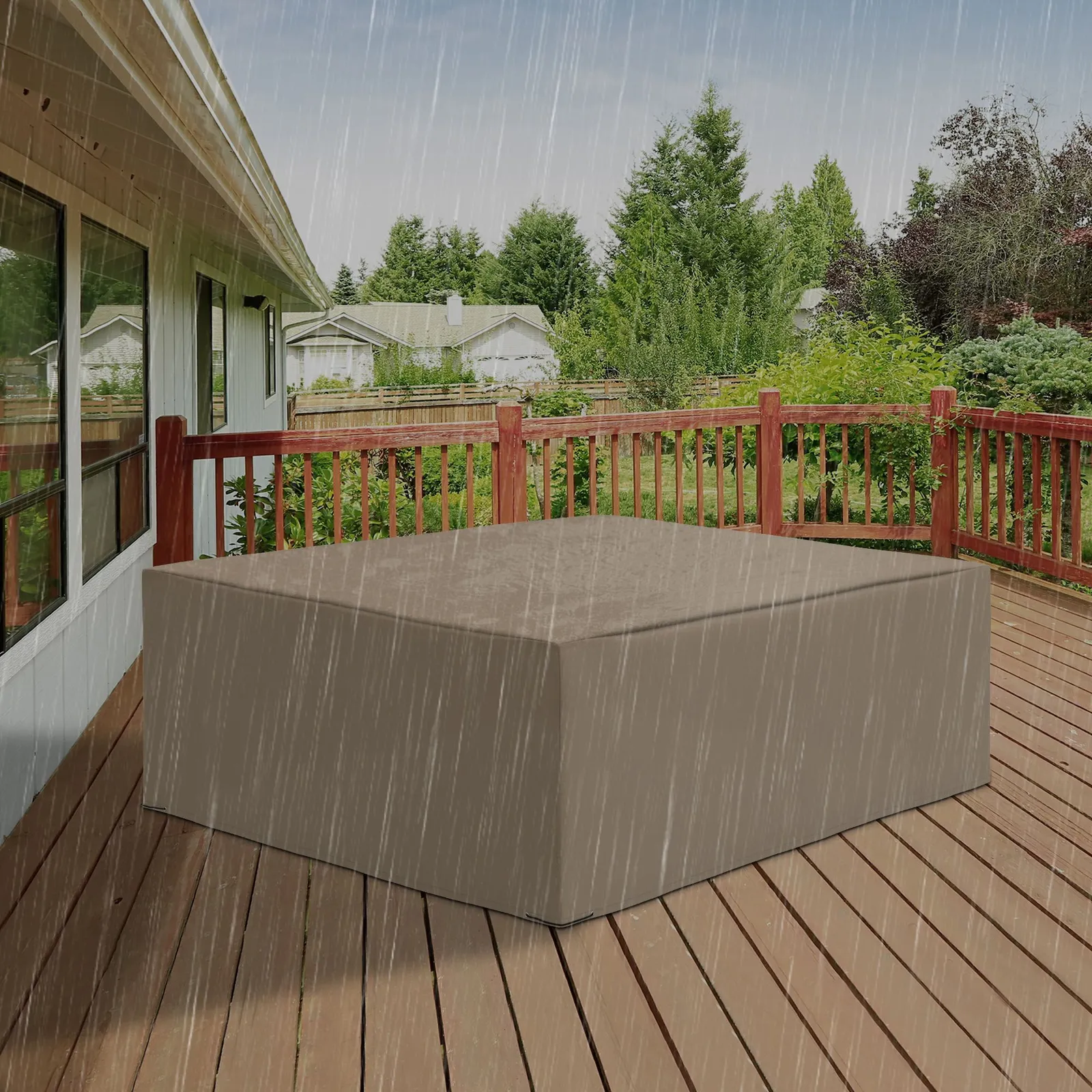 OUTSUNNY 275x205cm Outdoor Furniture Protective Cover Water UV Resistant in Beige 1