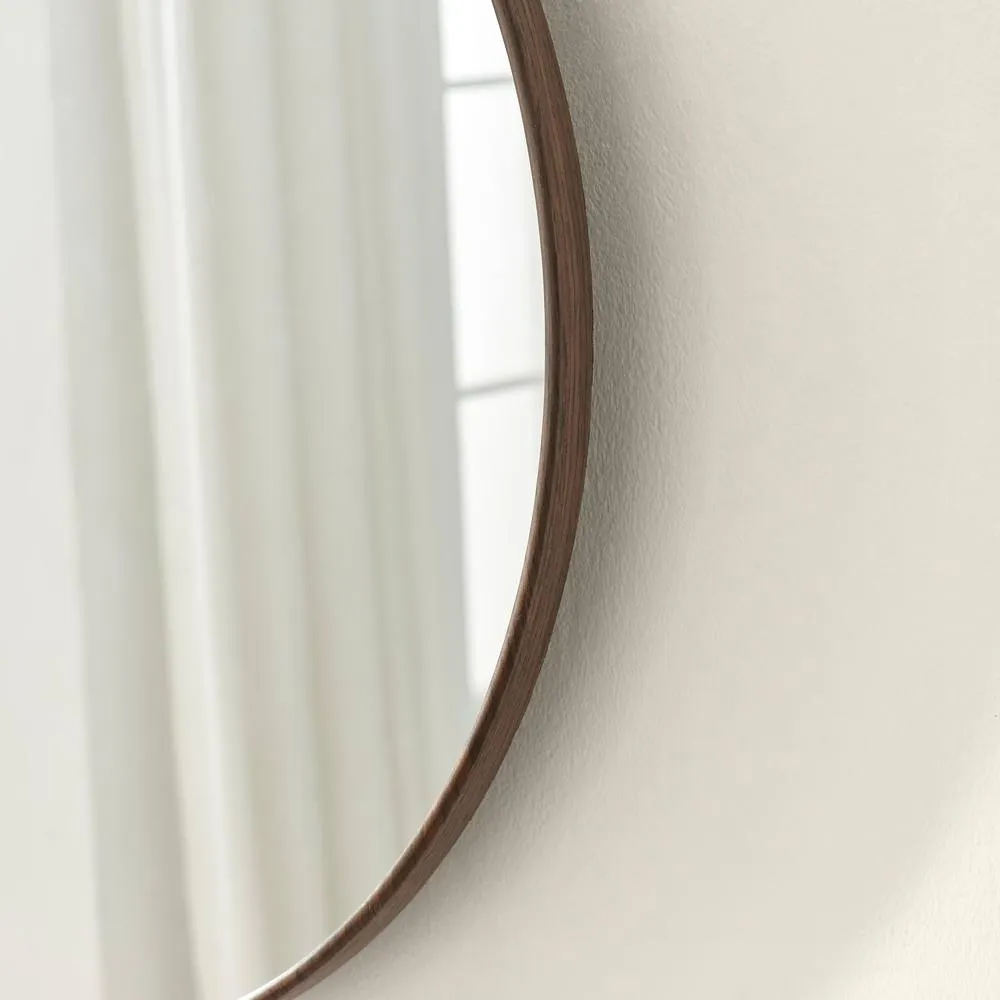 FurnitureboxUK Inga Walnut Wood Medium Round 80cm Wall Mirror 3