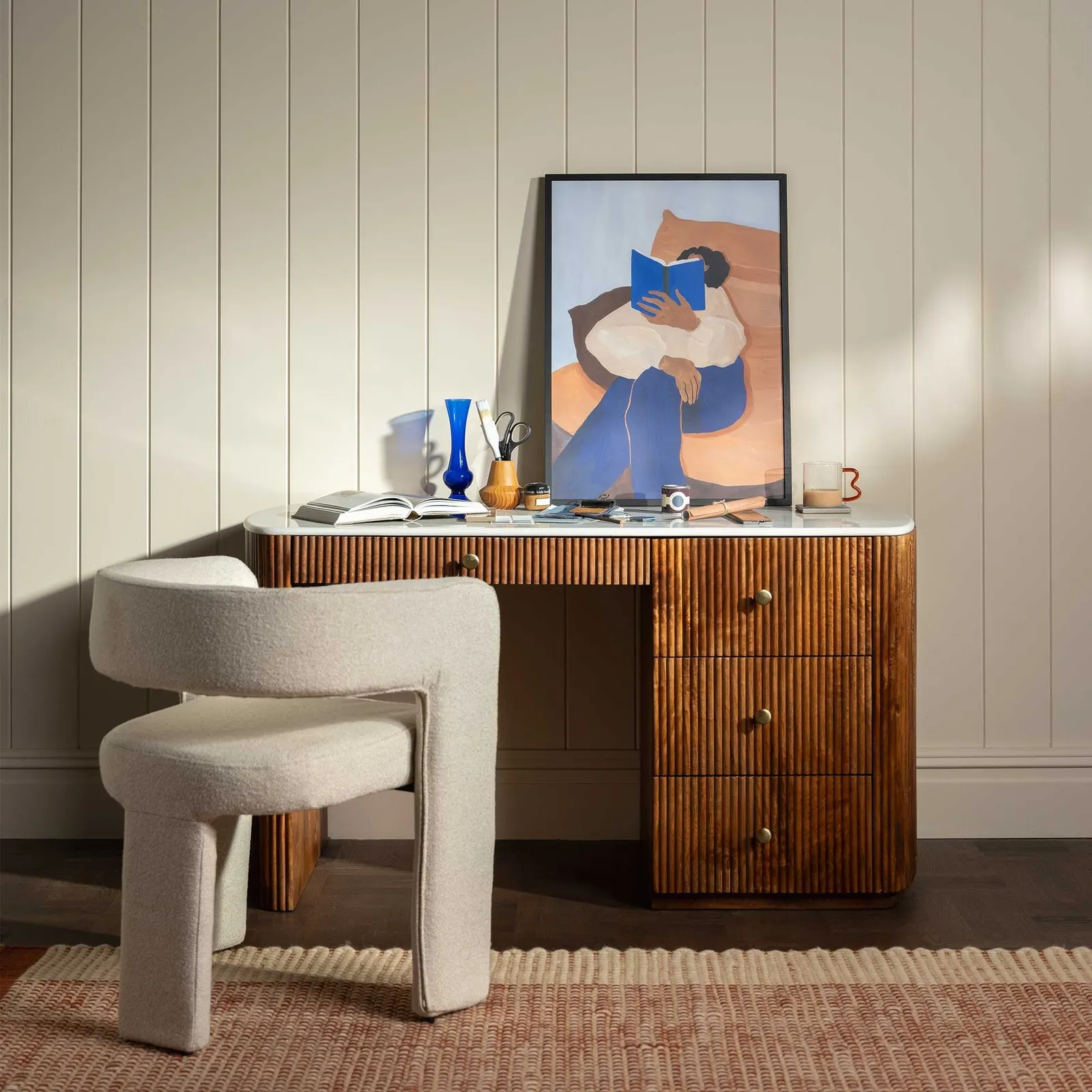 Tasso Desk With Additional Drawer, Mango Wood | Barker & Stonehouse 2