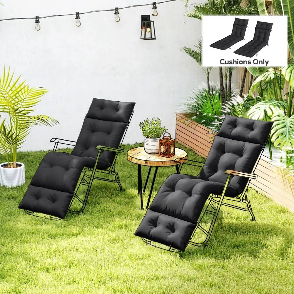 OUTSUNNY Garden Lounge Chair Cushions Set of 2, 220gsm Fabric in Black 1