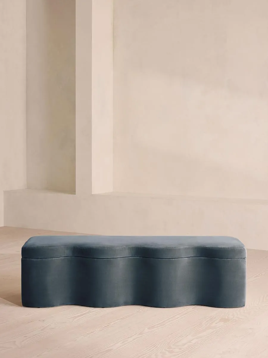 Eli Storage Bench, Velvet, Grey Blue