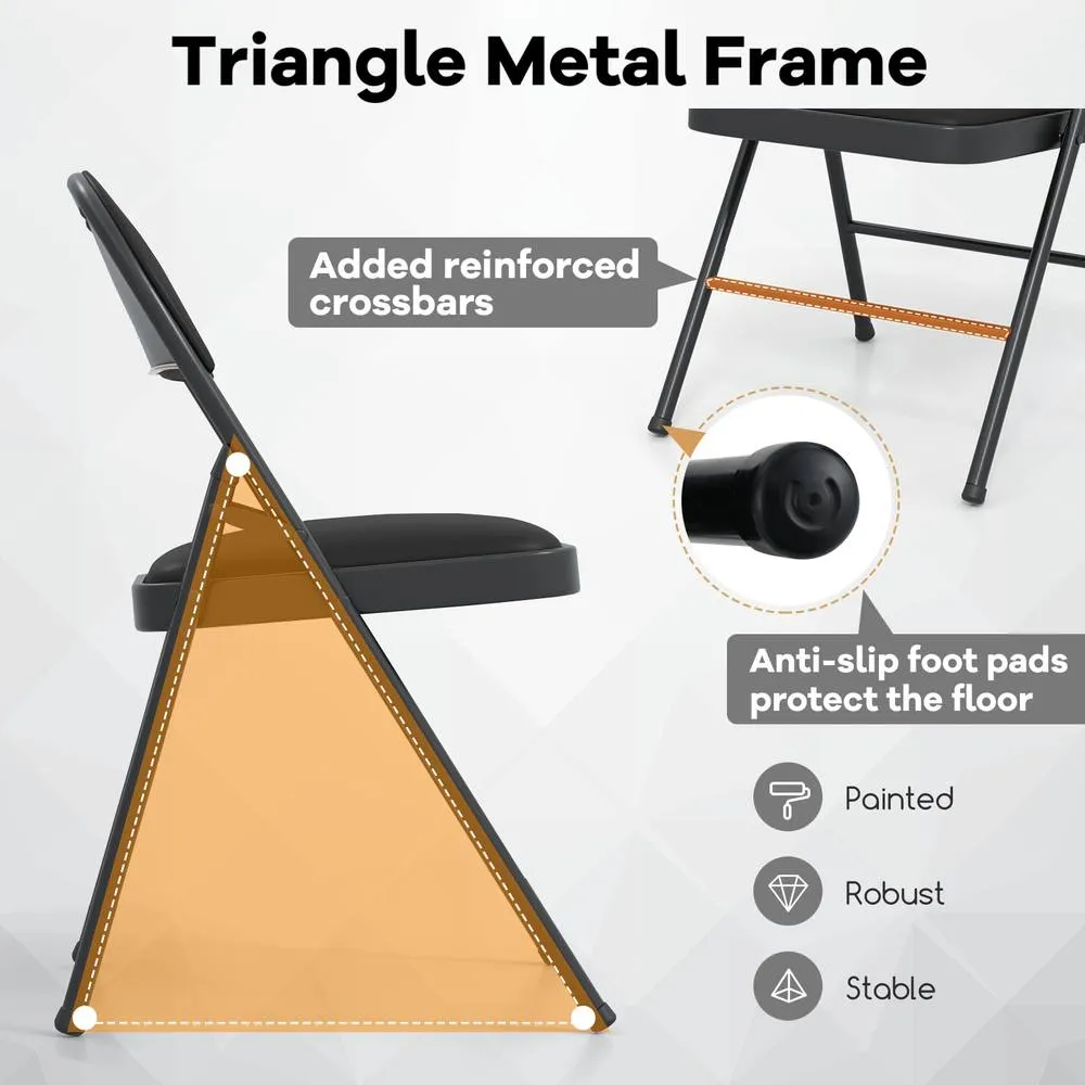 Costway Folding Chairs Padded Party Chairs with Metal Frame in Black 5