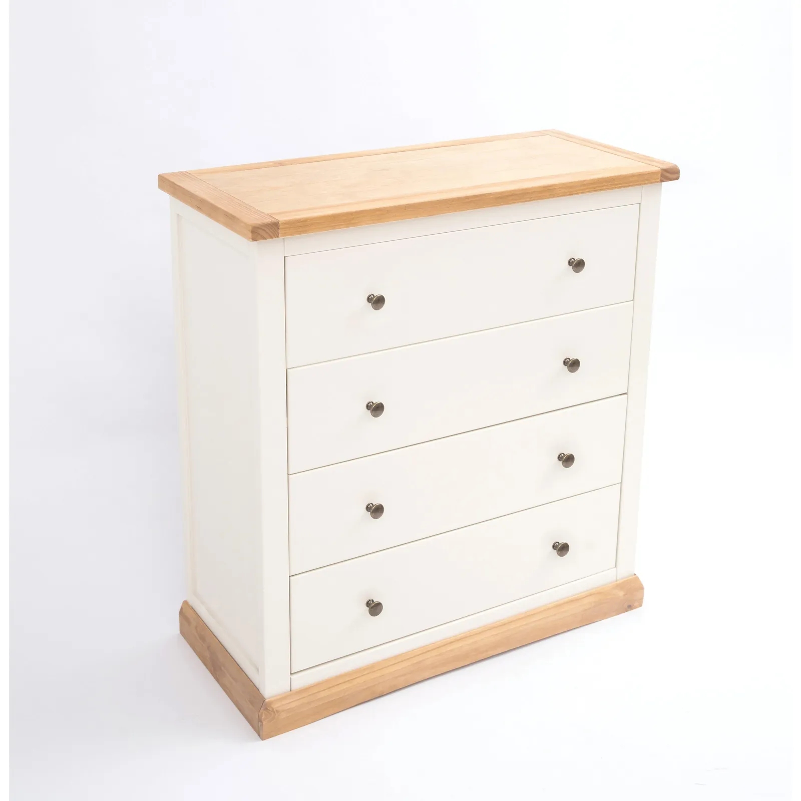 Cabinet Bits Trevi 4 Drawer Chest of Drawers Brass Knob in Off-White 3