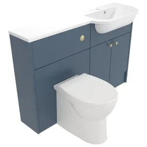 Deccado Benham Juniper Blue Right Hand 1200mm Slimline Fitted Vanity & Toilet Pan Unit Combination with Right Hand Basin 2