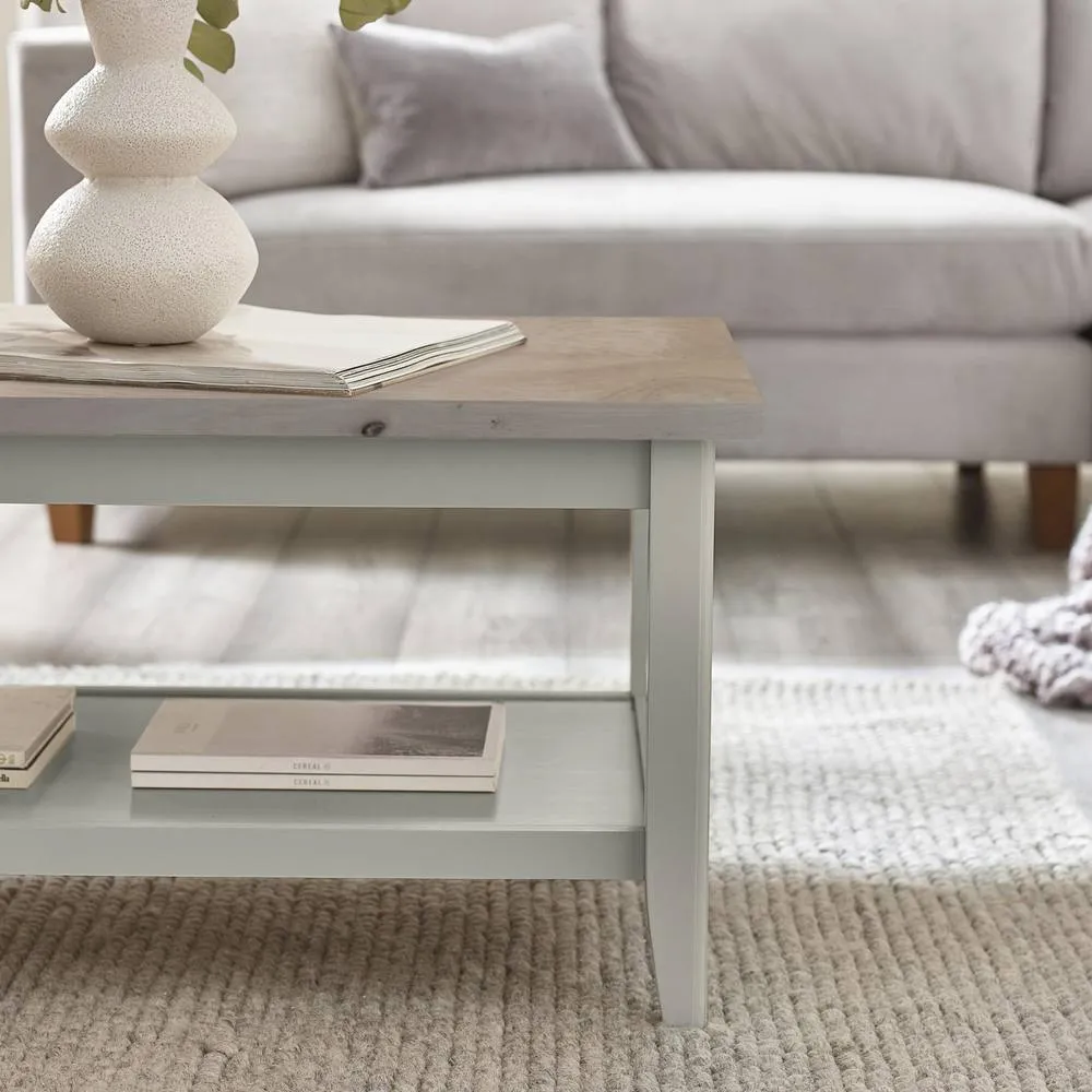 FurnitureboxUK Eden Rectangular Whitewashed & Light Grey Coffee Table in White 3