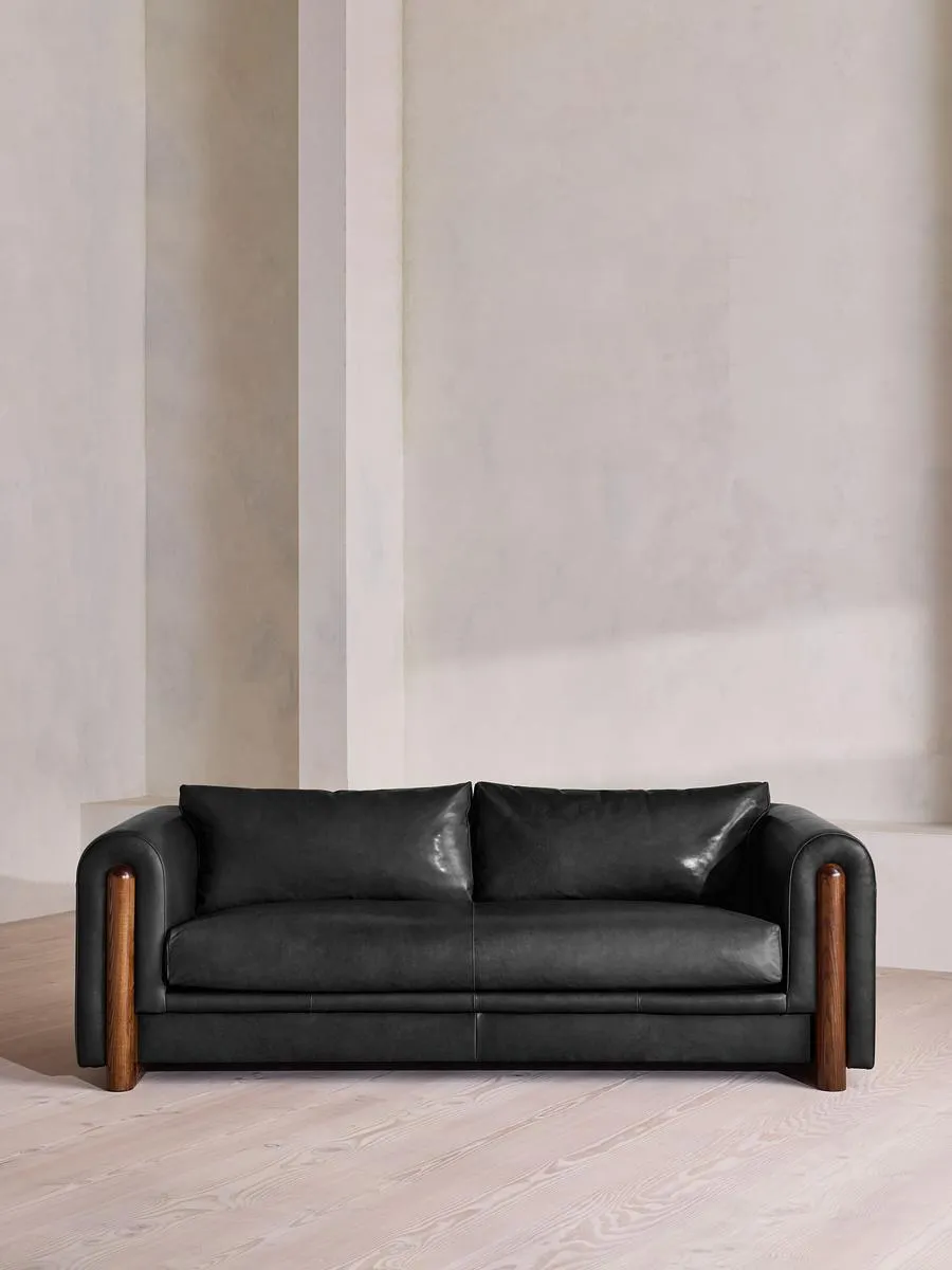 Farrell Three Seater Sofa, Leather, Black