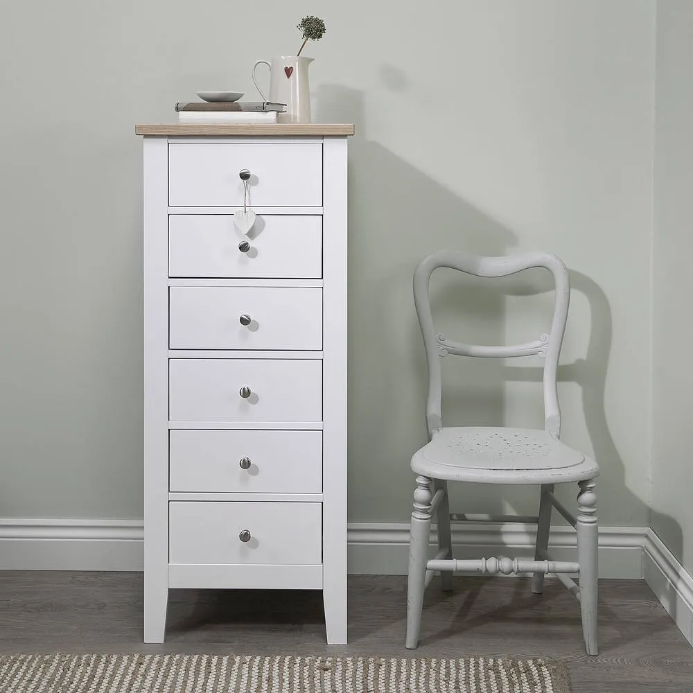 Nöa and Nani Leines 6 Drawer Tall Chest of Drawers in White & Oak 2