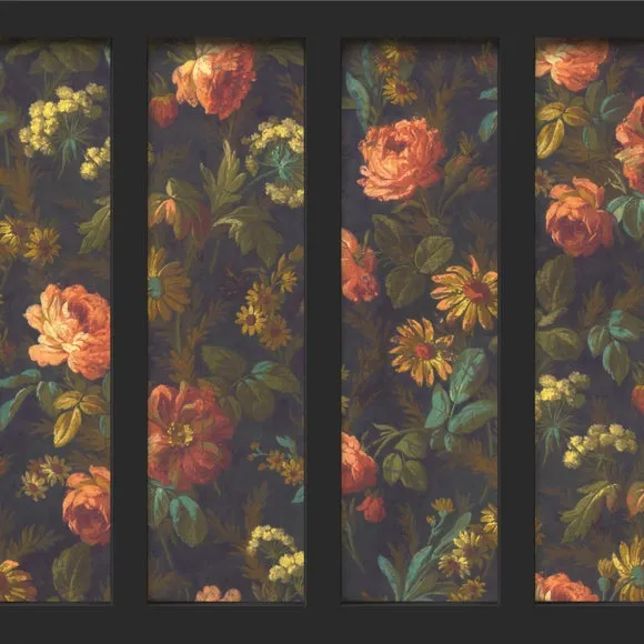 Vintage Floral Black Wall Mural 5