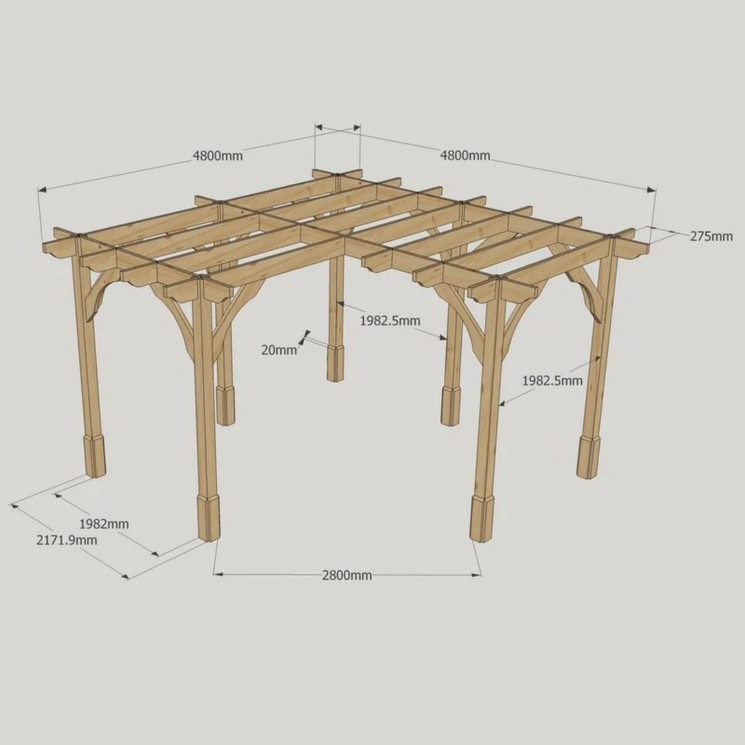 Rutland County Garden Furniture Ltd Corner Pergola - Wood - L480 x W480 cm - Rustic Brown in Light Green 4