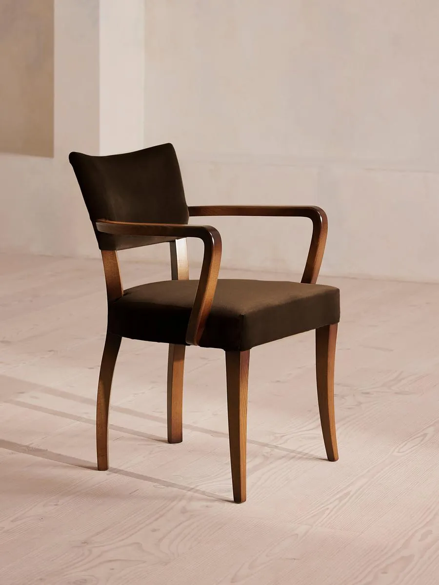 Molina Dining Armchair, Velvet, Chocolate