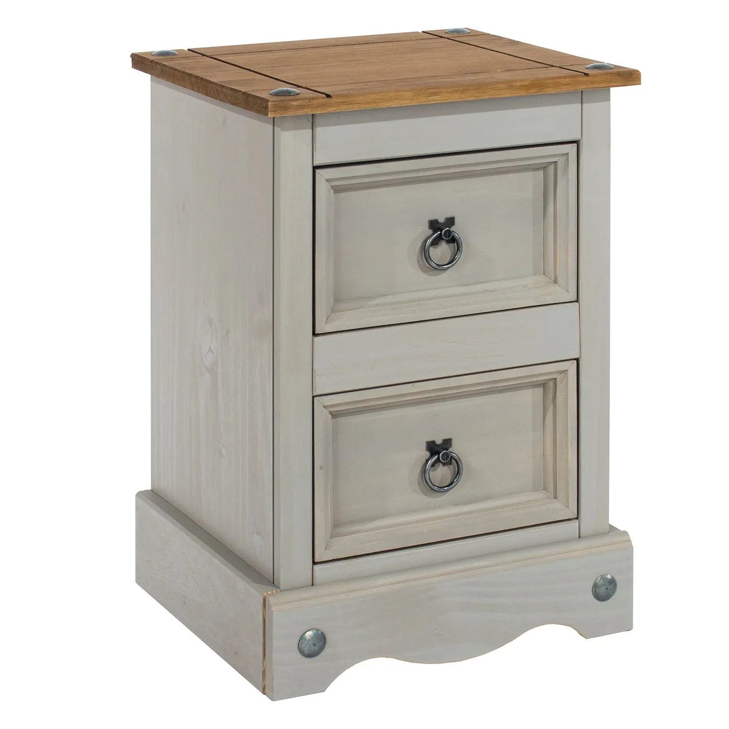 Corona 2 Drawer Bedside Table, Pine