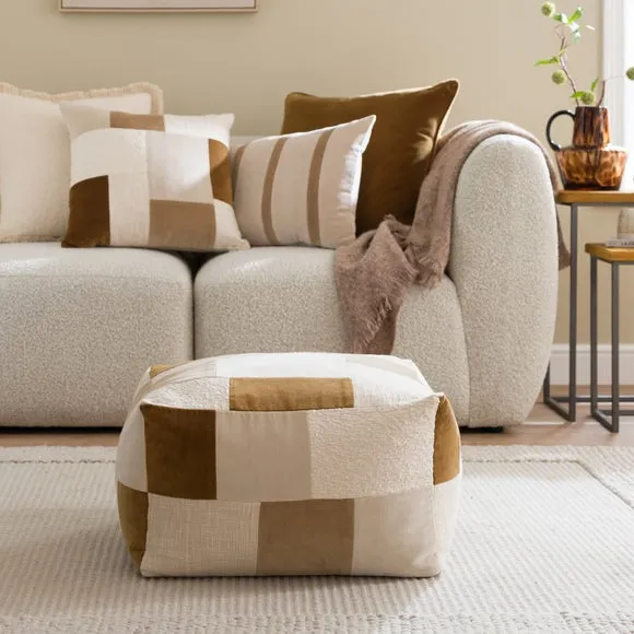 Clara Patchwork Boucle Pouffe