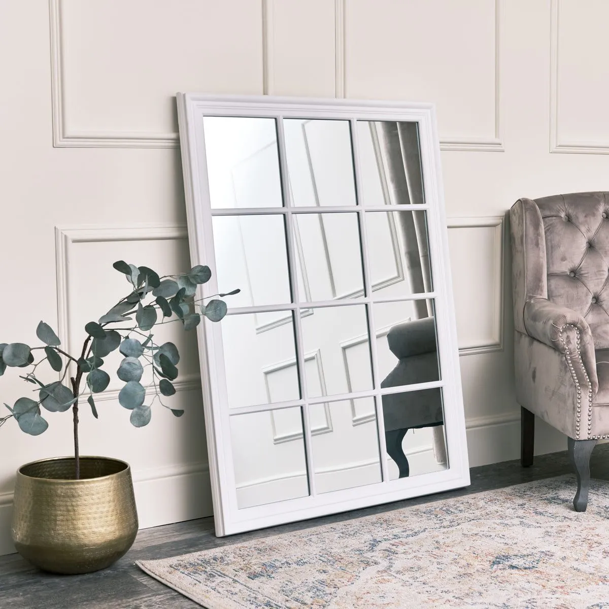 Melody Maison Large Matte White Window Mirror 130cm X 95cm 6