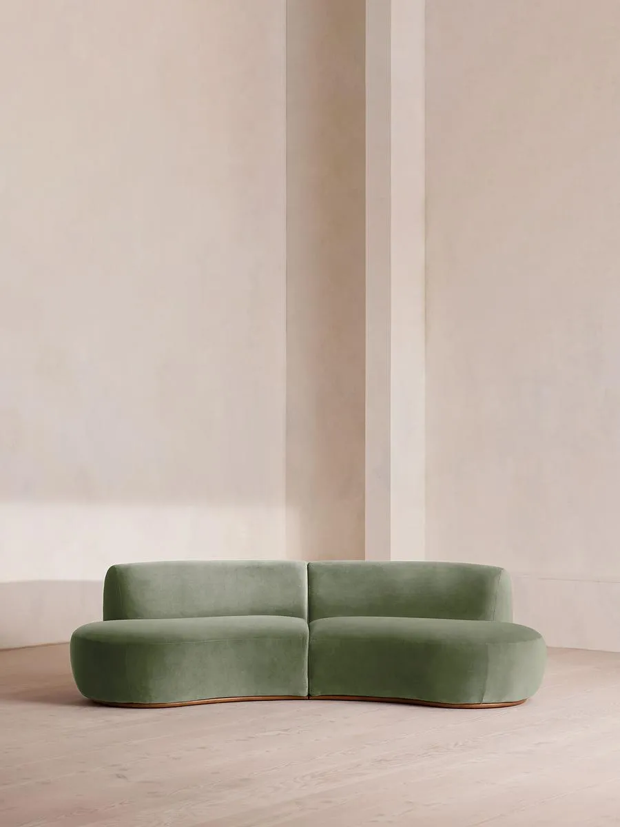 Aline Serpentine Modular Sofa, Three Seater, Velvet, Seafoam