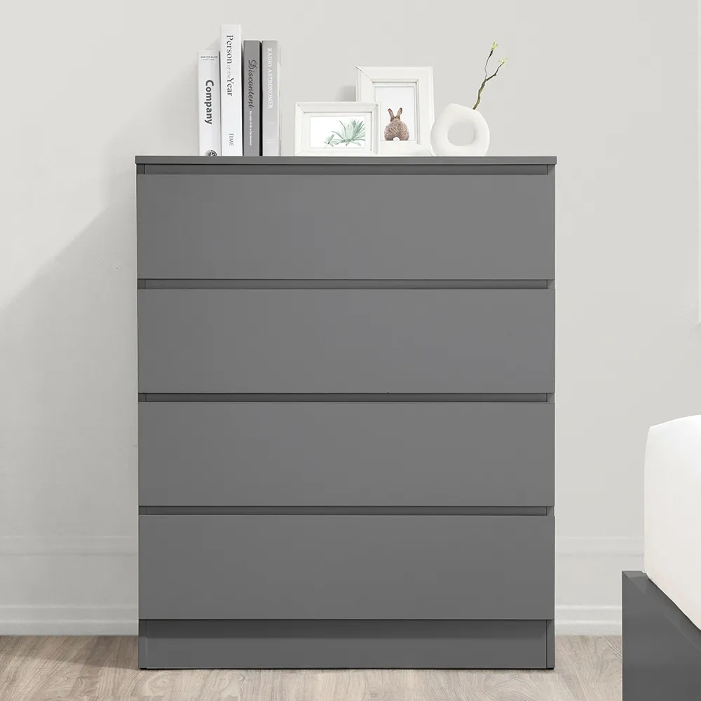 Oslo - 4 Drawer Chest of Drawers - Grey - Wooden - Happy Beds 1