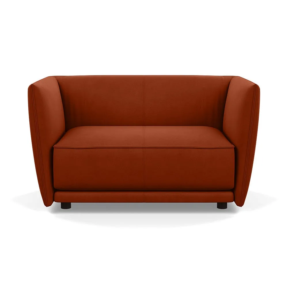 Heal's Valley Loveseat Nobilis Velvet Rust Walnut Stain Feet 1