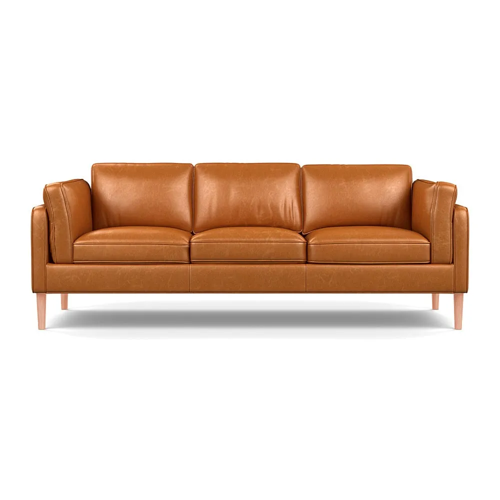 Heal's Sonno 4 Str Sofa Stonewash Leather Toffee 277 Natural Feet 1