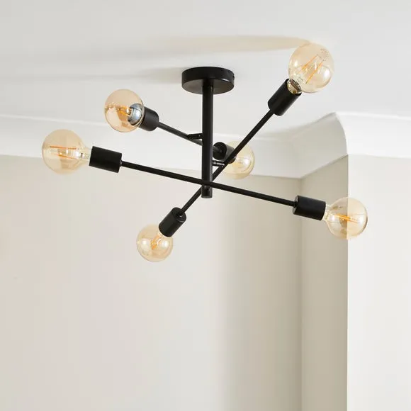Elements Koppla 6 Light Semi Flush Ceiling Light 2