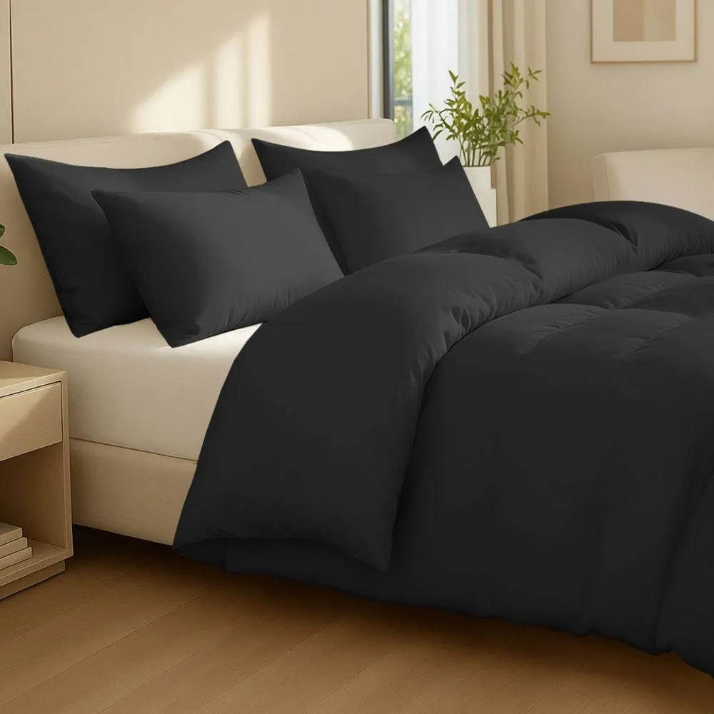 Grace 100% Egptian Cotton Duvet Cover Set with Matching Pillowcases in Black