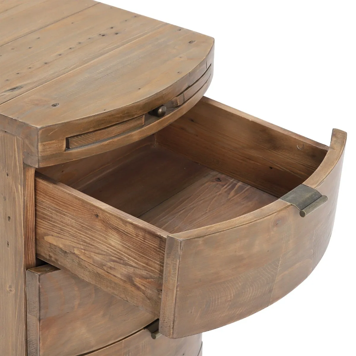 Rye 3 Drawer Bow Front Bedside Table, Neutral Wood | Barker & Stonehouse 5