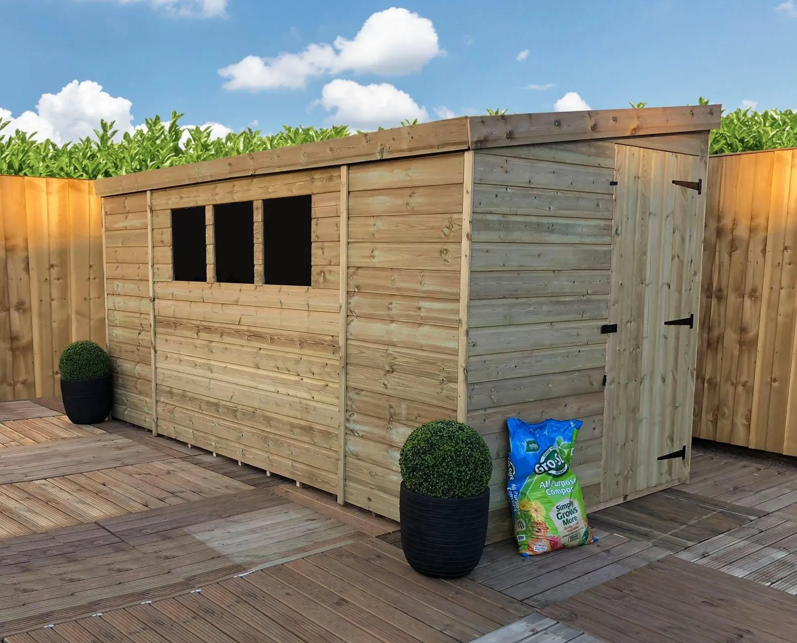 Marlborough 10 x 5 Pressure Treated Reverse Garden Shed with Single Door in Natural 2