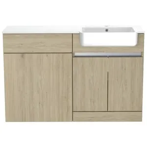 Be Modern Botanica Natural Oak Right Hand 1260mm Freestanding Vanity & Toilet Pan Unit with Basin Modular Combination 2