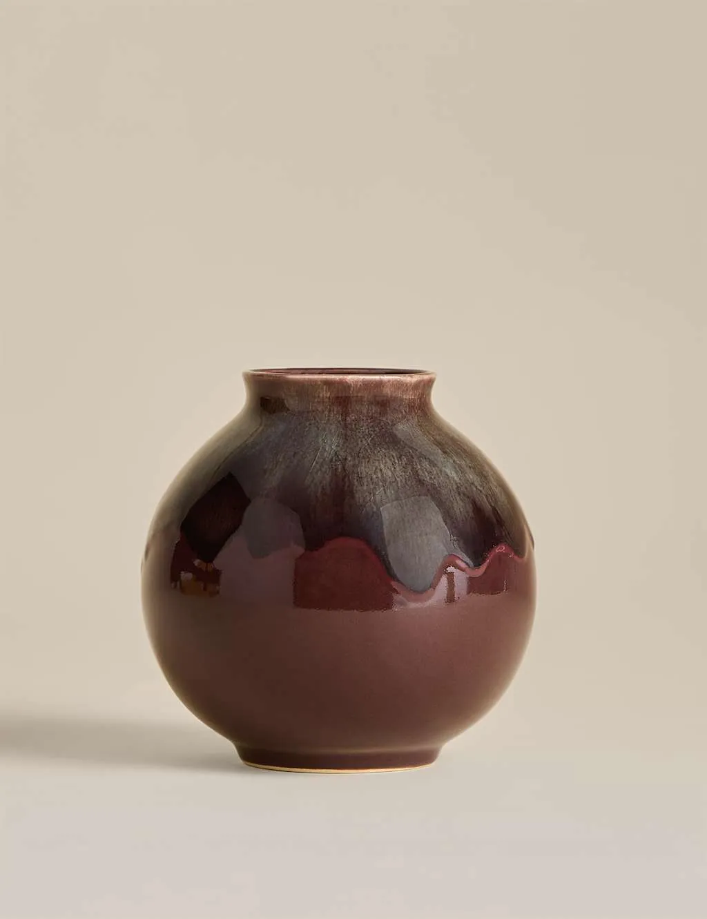M&S Small Reactive Rounded Ceramic Vase Purple