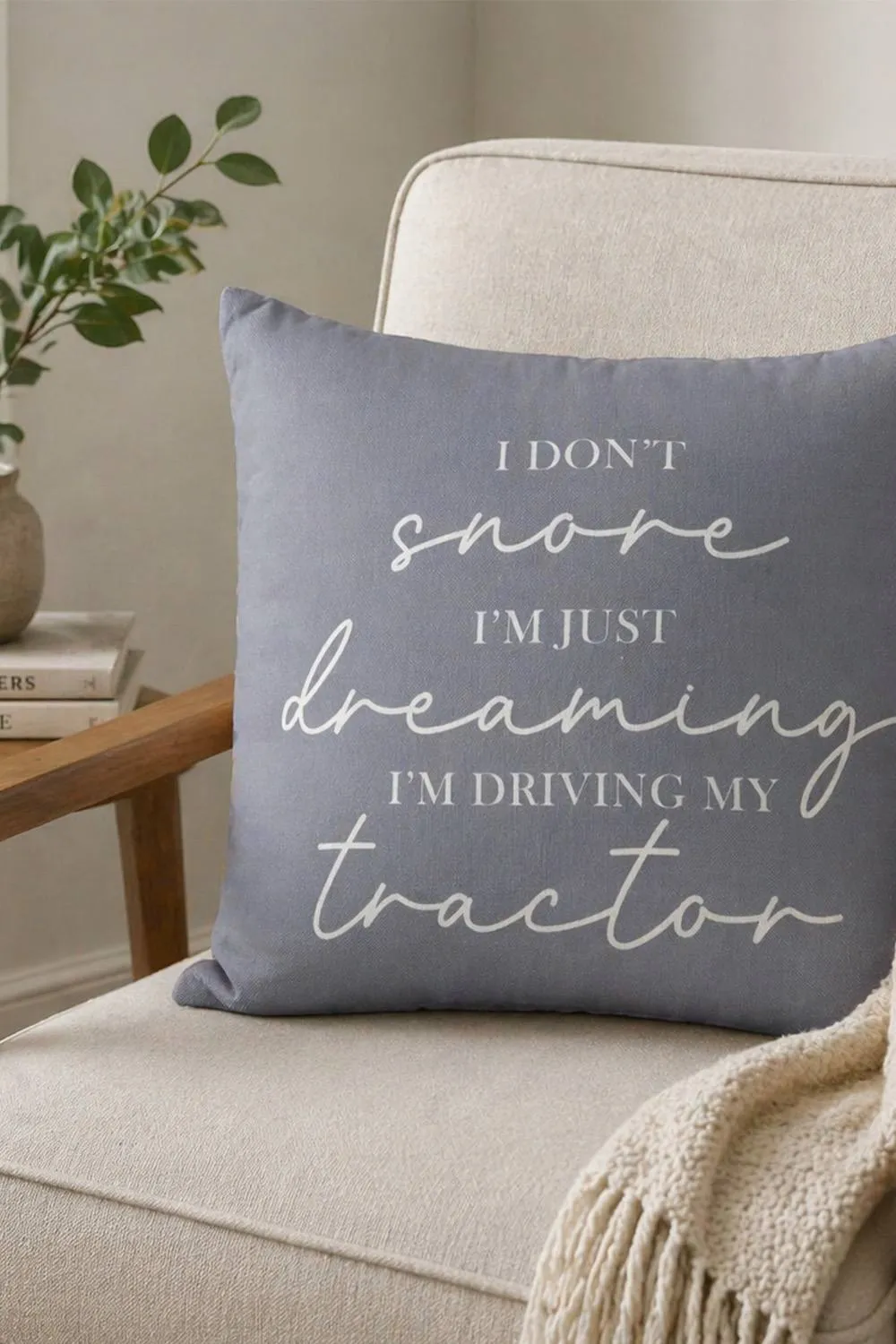 Martex Filled Cushion 100% Polyester - 45 x 45cm - Dreaming of my tractor in Grey 2