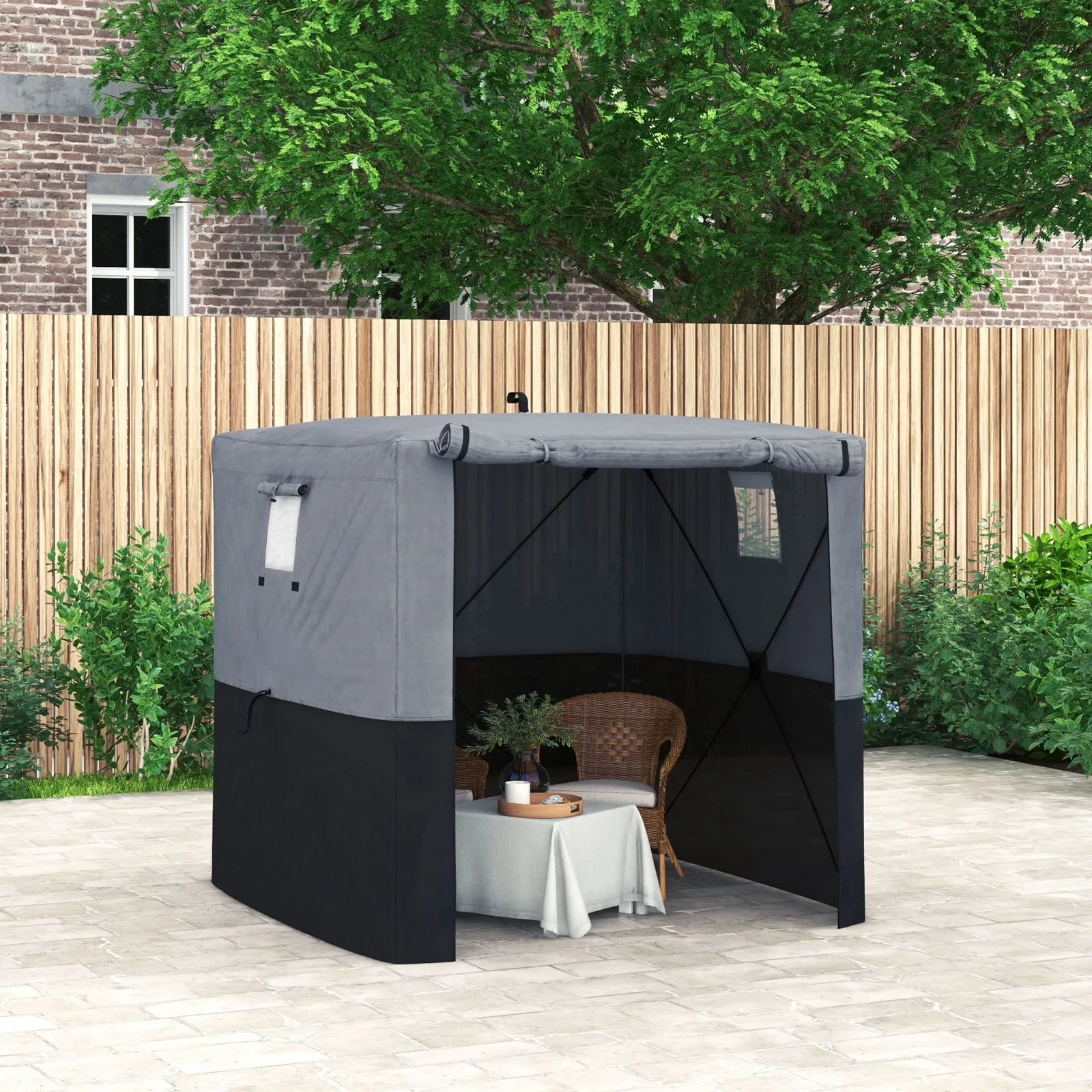 OUTSUNNY 2 x 2m Pop Up Gazebo with Sides Easy up Party Tent with Carry Bag in Black