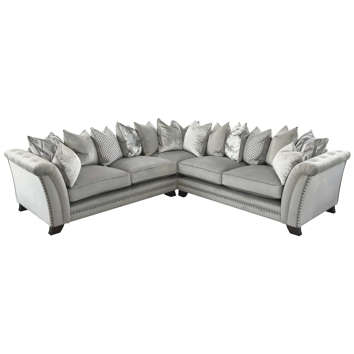 Dorsey Pillow Back 3 Corner 3 Sofa, Pluto Silver