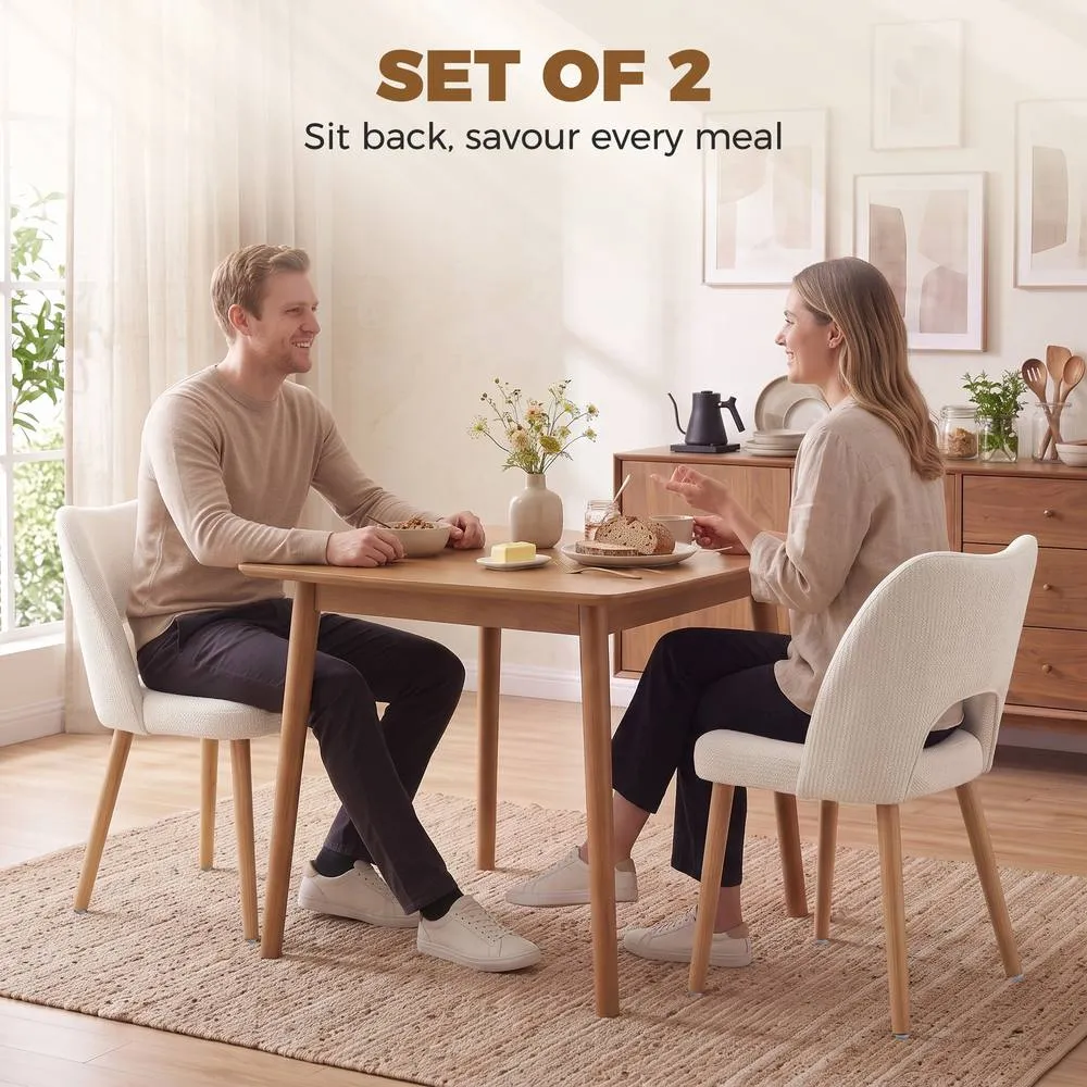 HOMCOM Dining Chairs Set of 2 Curved Open Back in Beige 4