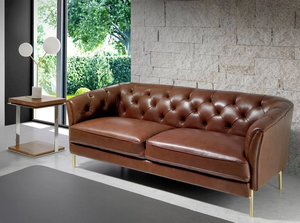 Angel Cerda Chester 2-Seater Sofa Cognac Cowhide Leather in Brown 3