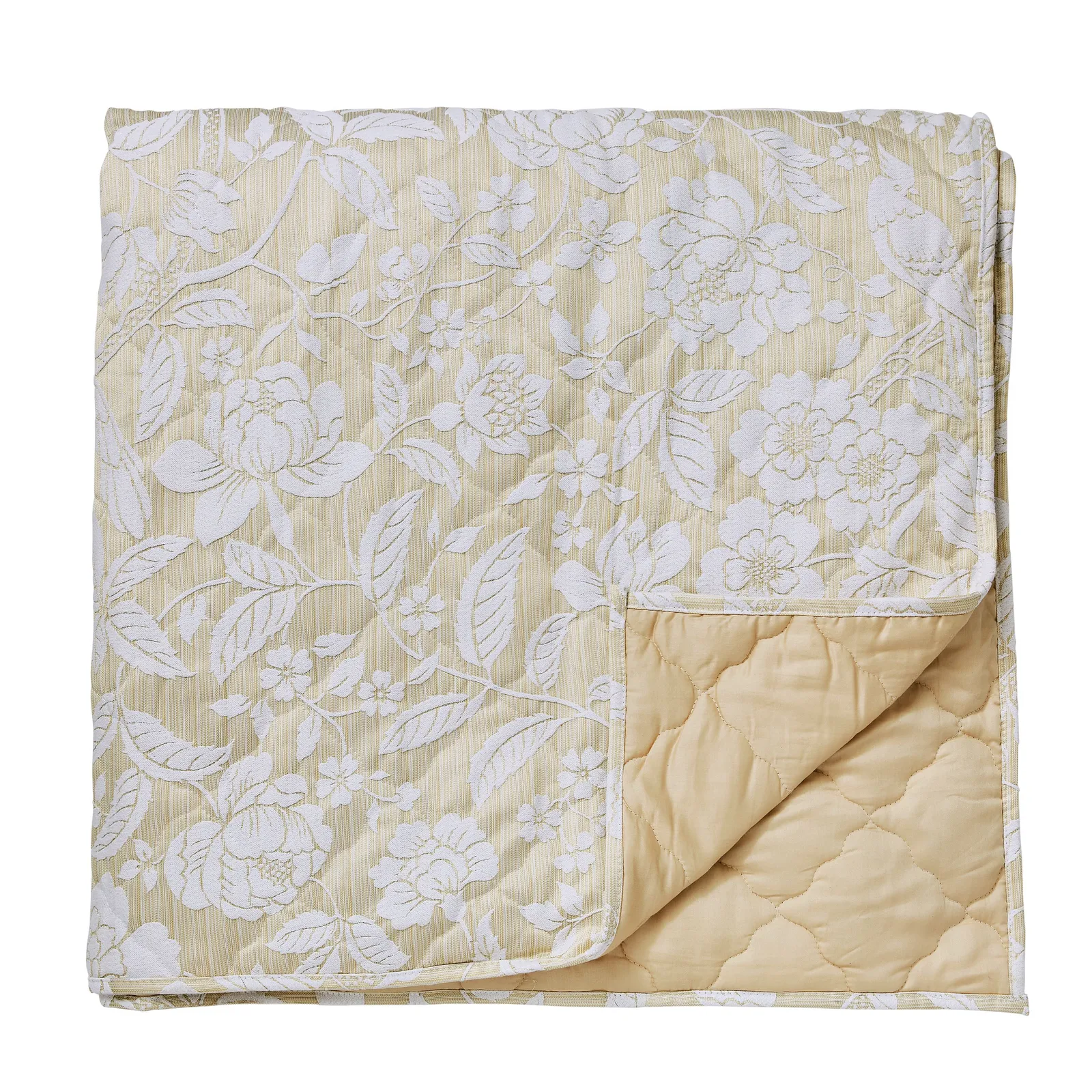 Sanderson 'Pyramus' Cotton Quilted Throw in Gold